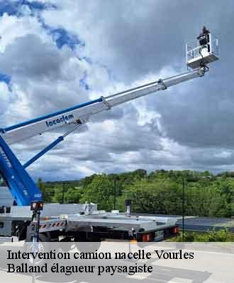 Intervention camion nacelle vourles-69390 Balland élagueur paysagiste